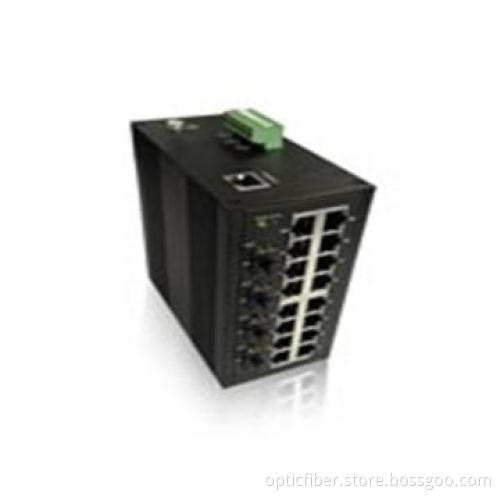 1000Base 4 fiber 16 RJ45 Industrial Media Converter